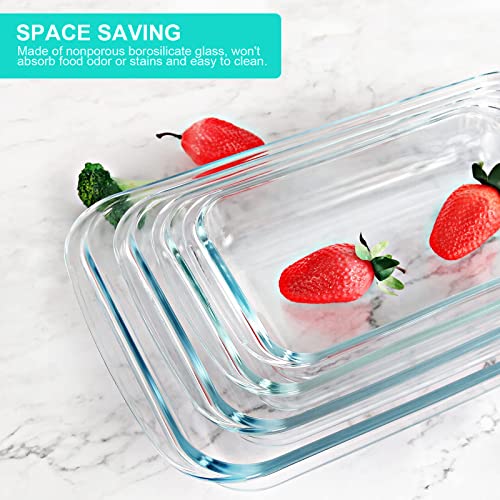 8-Pieces Rectangular Glass Baking Dish Set with Lids Y92386