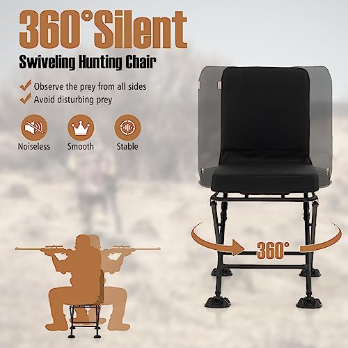 Black 360° Swivel Folding Hunting Chair with Padded Cushion X718508