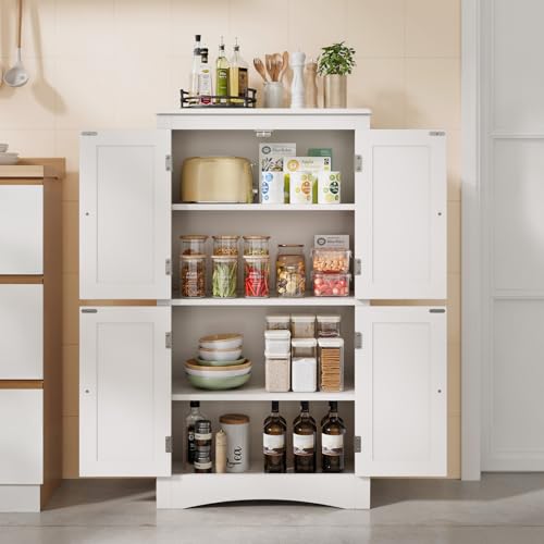 43" White Kitchen Pantry Cabinet with Adjustable Shelves F299