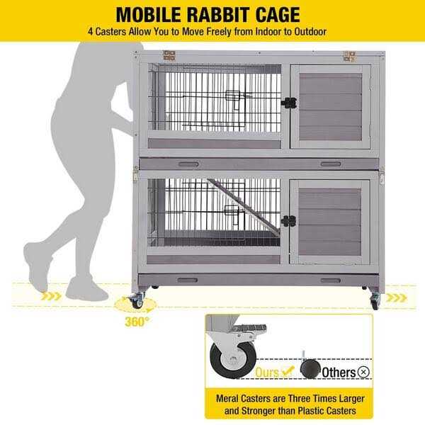 Wooden Rabbit Hutch with Folding Design M638