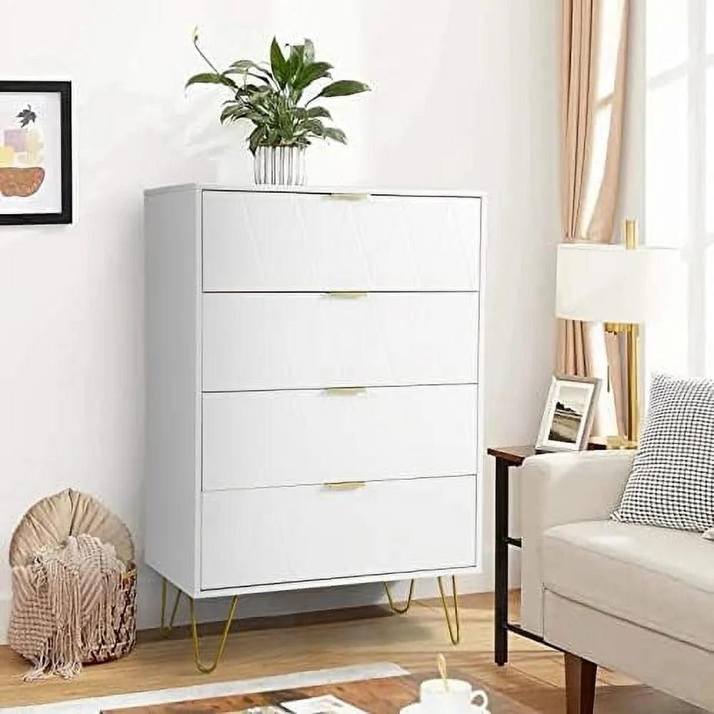 White 4 Drawer Dresser Cabinet E688