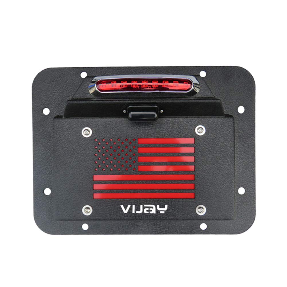 Spare Tire Delete License Plate Relocation Kit with Plate Light and Third Brake Light for Wrangler JK JKU Q834