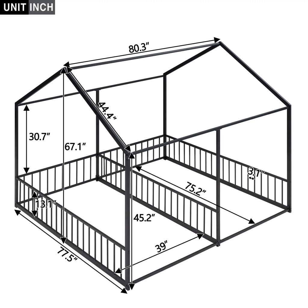 Black Twin Size Metal House Platform Beds R474239
