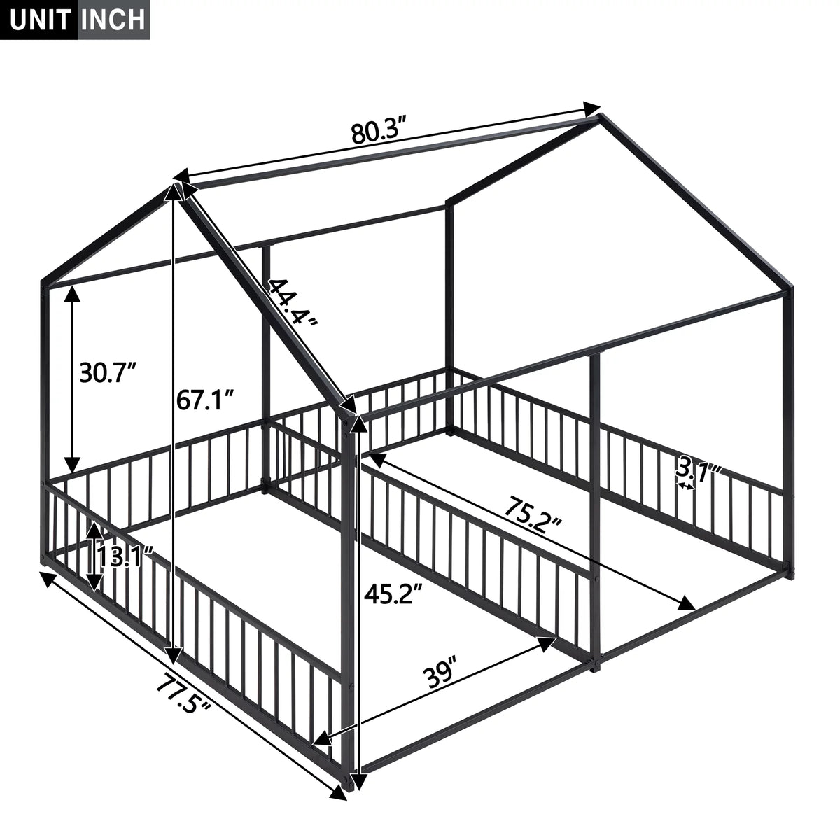 Black Twin Size Metal House Platform Beds R474239