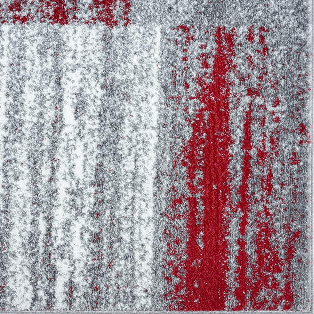 Red 6x9 Abstract Geometric Area Rug D69636