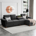 Black L Shaped Sectional Sofa with Storage Chaise L3884