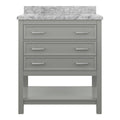 Grey Vanity Cabinet with White Marble Vanity Top C64629
