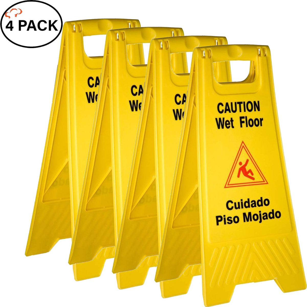 Yellow 2-sided Caution Wet Floor Sign (4 Pack) R531
