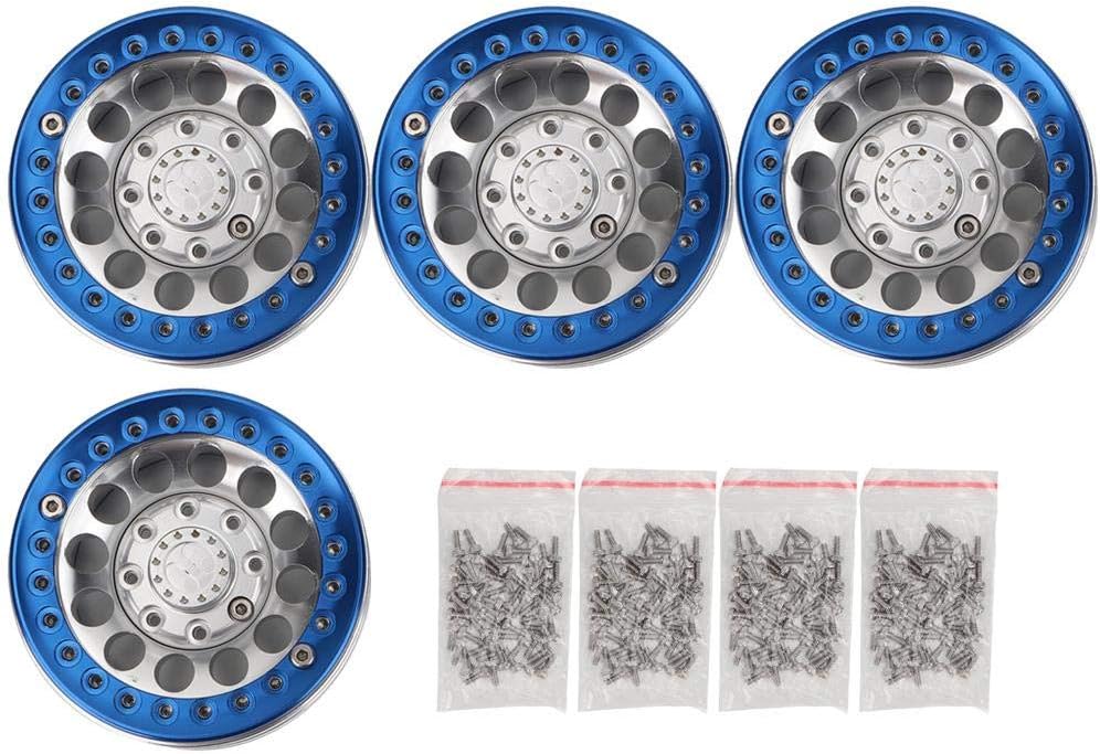 4Pcs 1.9 Inch Beadlock Wheel Rim Hub Accessory for RC Crawler Car (Black Red) E240191