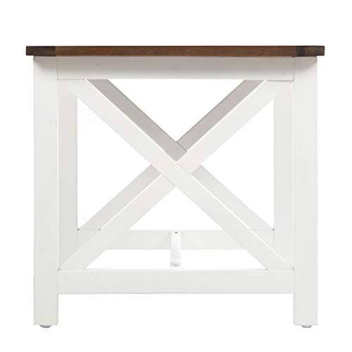 Acacia Wood End Table with White Frame R770144