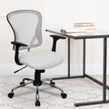 White Mesh Swivel Task Office Chair with Chrome Base and Arms B364