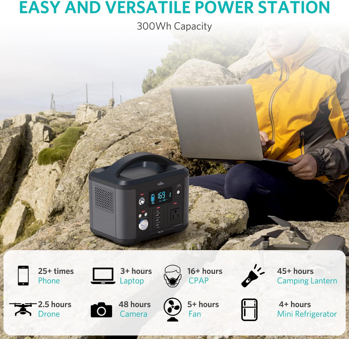 300Wh Portable Power Station with AC Outlet H6268