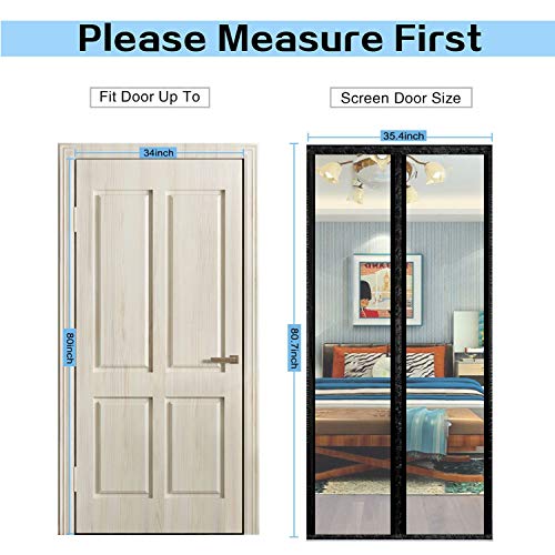Transparent Insulated Door Curtain, Magnetic Thermal Door Cover, Self-Closing Magnetic Screen Door, Fits Doors up to 38" x 82" T6758