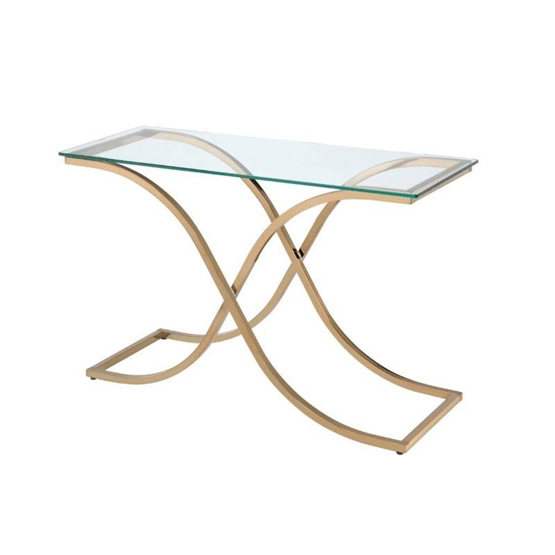 Glass Top Console Table in Champagne Z94942