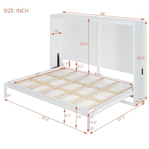 Gray Queen Size Murphy Bed with Sofa and Cabinet Q5153