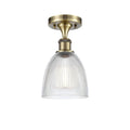 1-Light Antique Brass Semi-Flush Mount with Clear Glass C447414