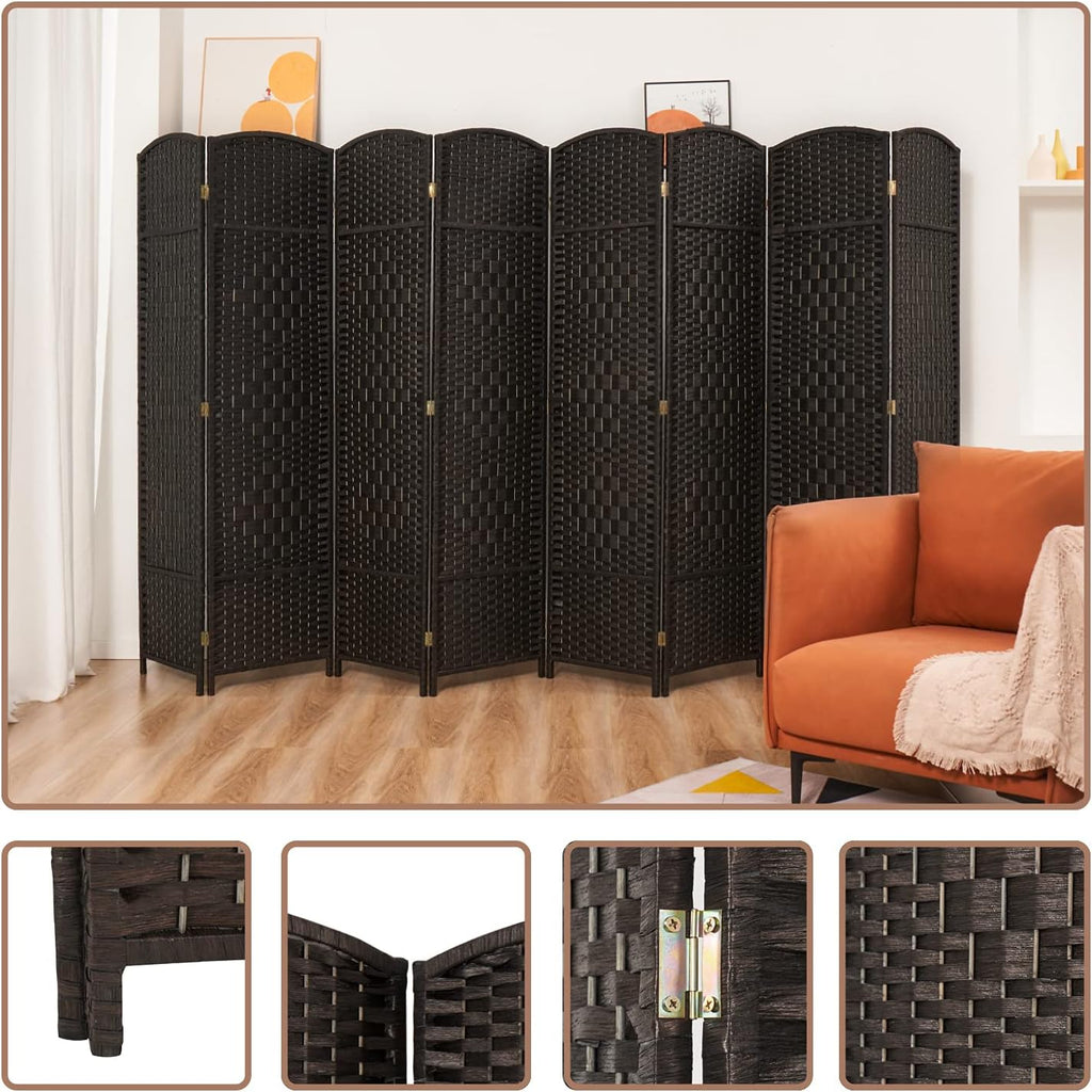 Coffee 8-Panel Tall Folding Privacy Screen D51056