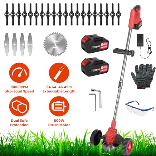 2x2.5Ah Battery Powered Grass Trimmer with Wheels H9522