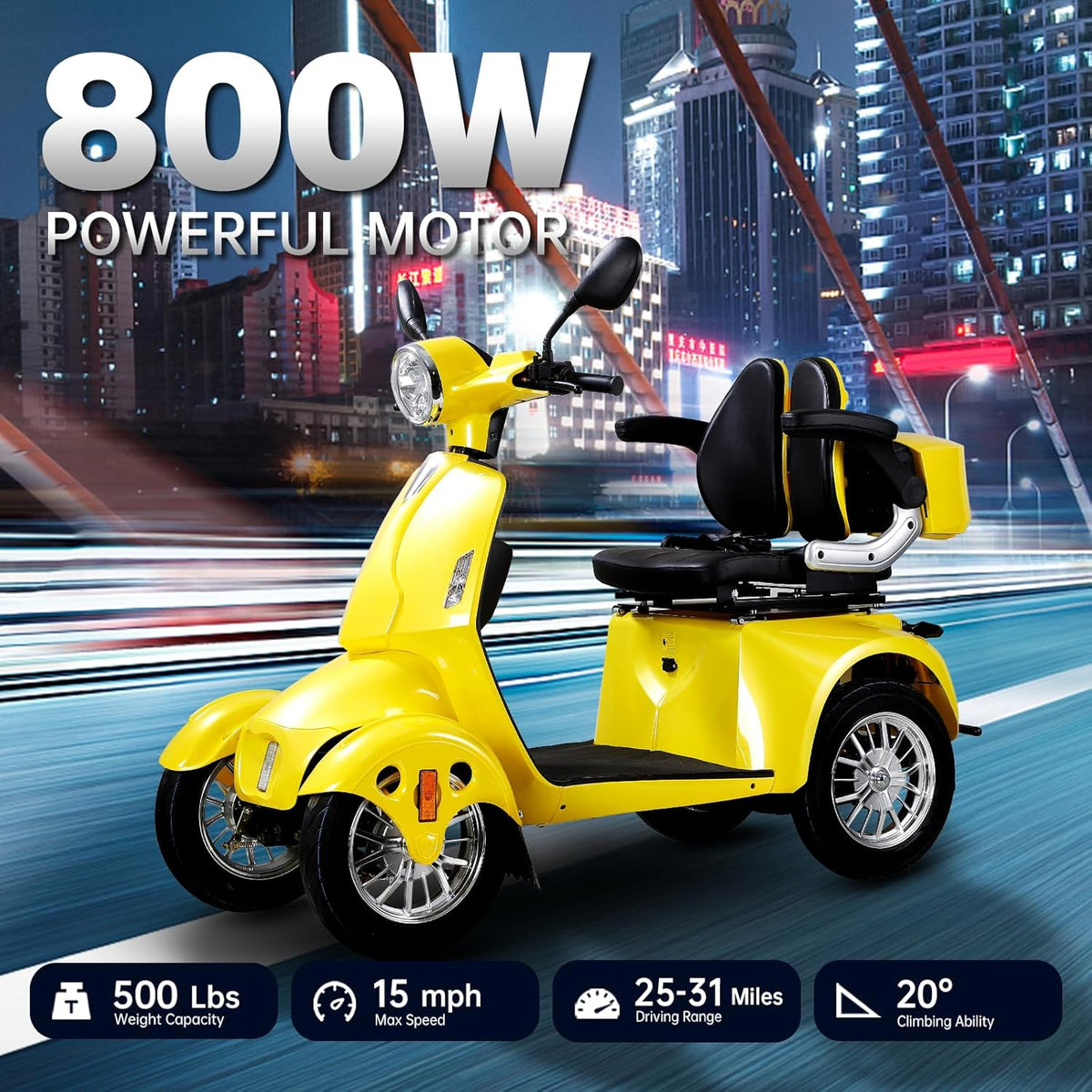 Yellow 4 Wheel Mobility Scooter 500lbs Capacity F355189