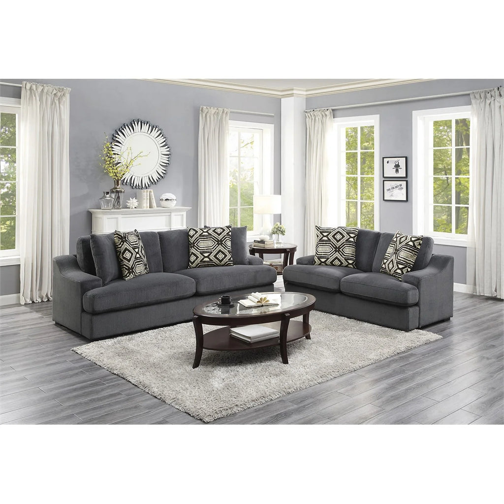 Dark Gray Microfiber Upholstered Loveseat U6084