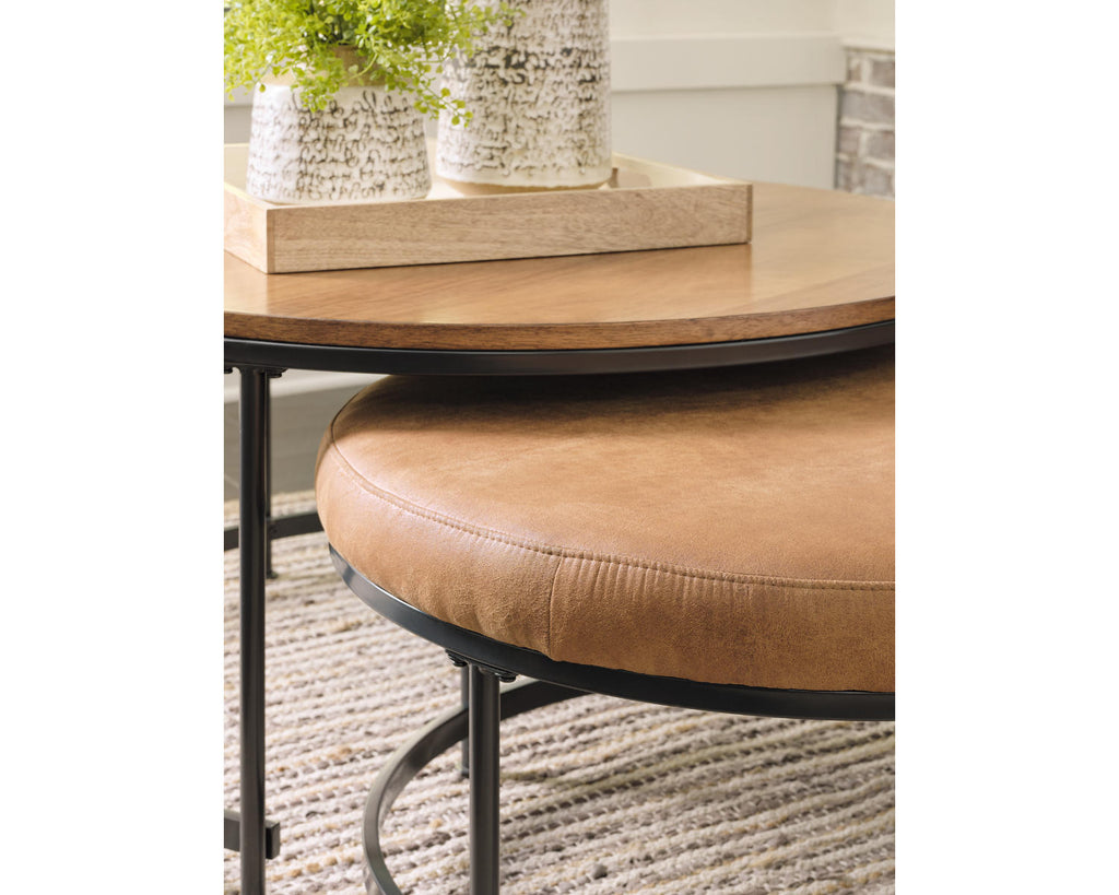 Nesting Coffee Table Set of 2 Light Brown/Black I46703