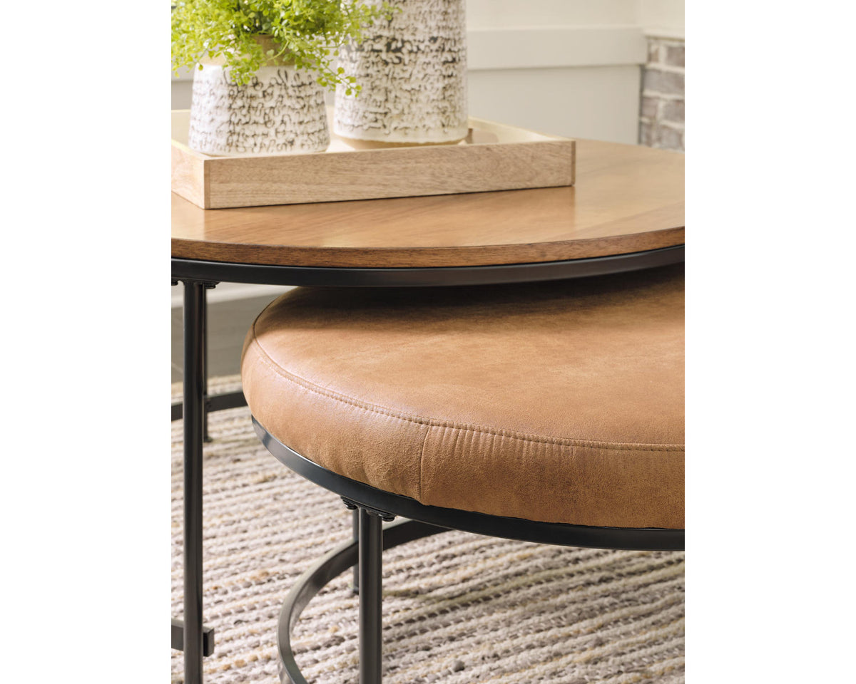 Nesting Coffee Table Set of 2 Light Brown/Black I46703
