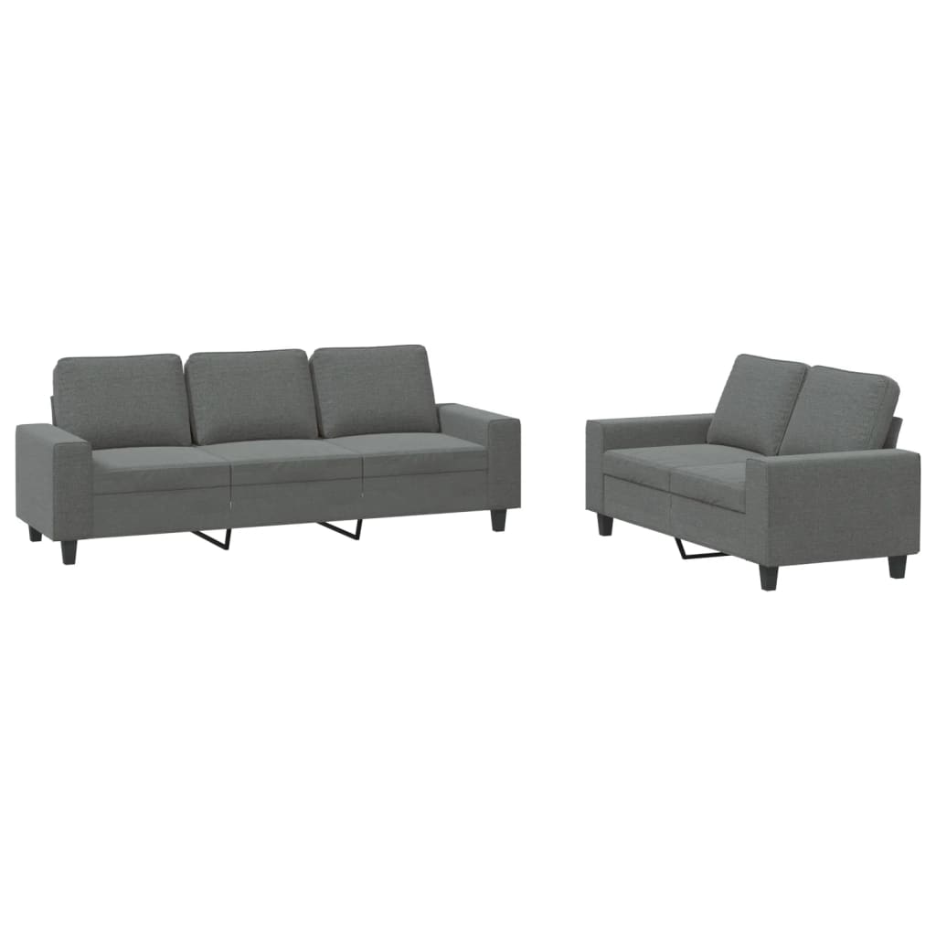 2 Piece Dark Gray Fabric Sofa Set X360882