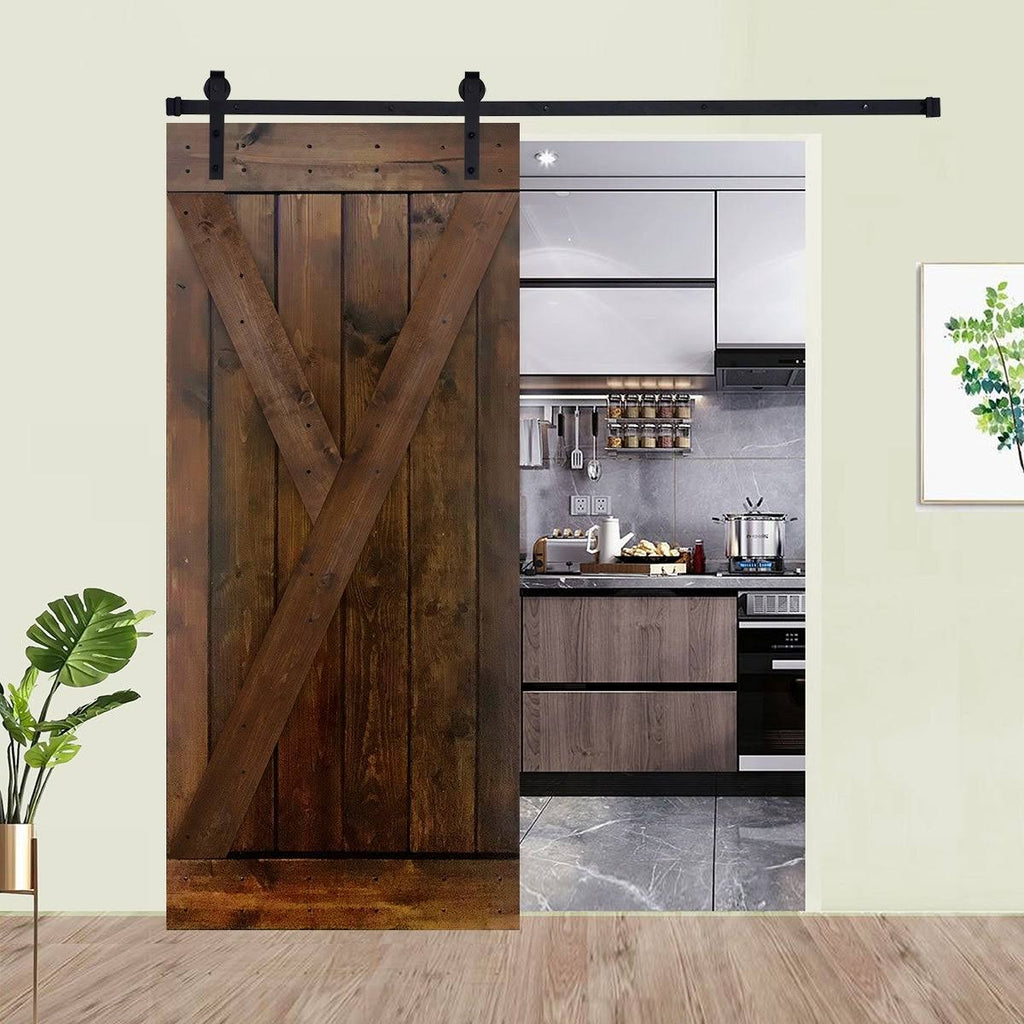 Paneled Manufactured Wood Barn Door with Installation Hardware Kit N276440