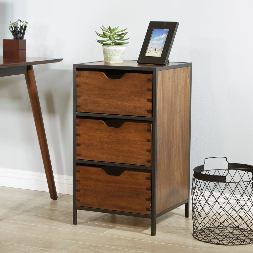 Walnut Storage Cabinet with 3 Drawers X678