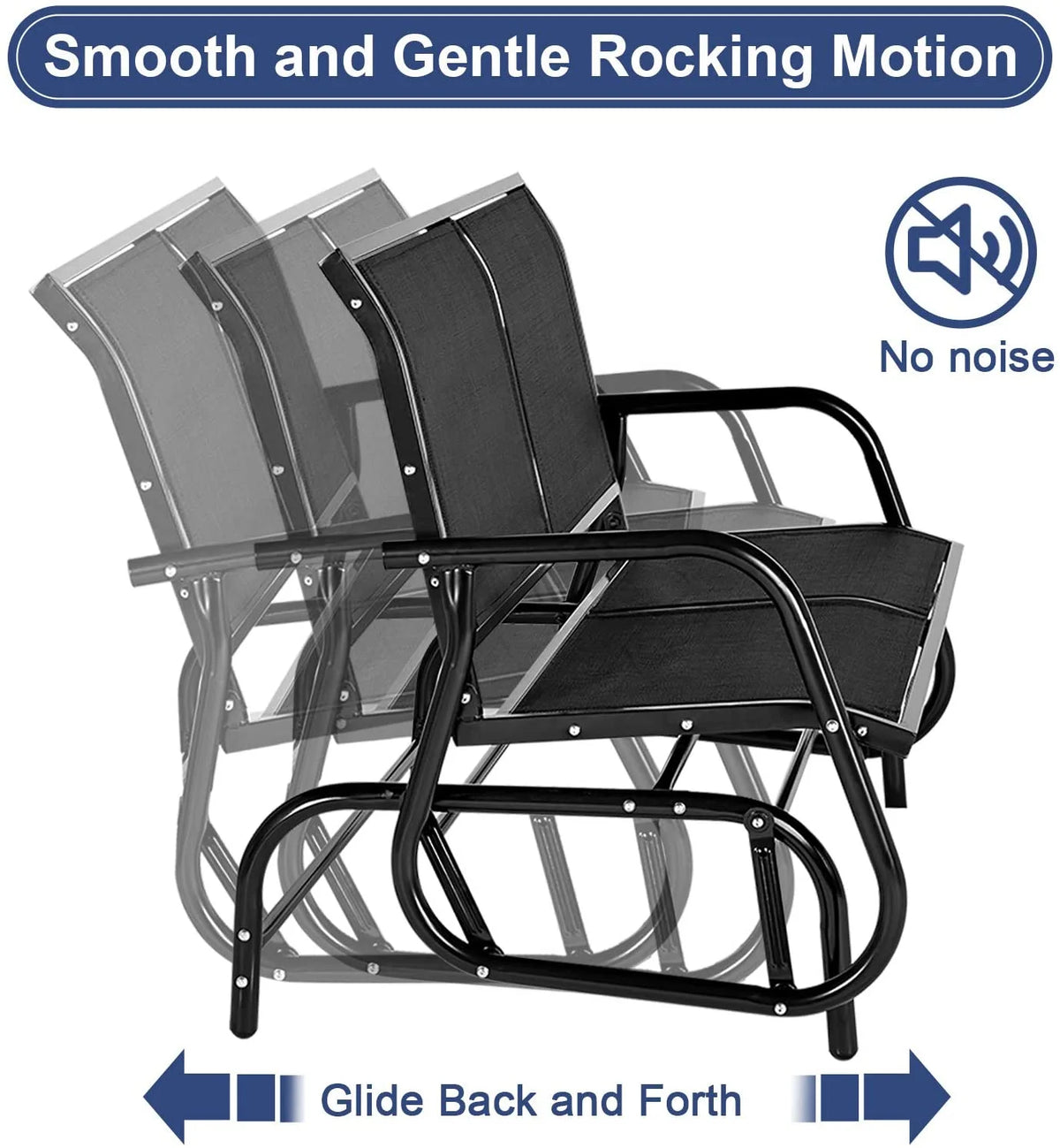 2-Person Outdoor Glider Bench Black J77991