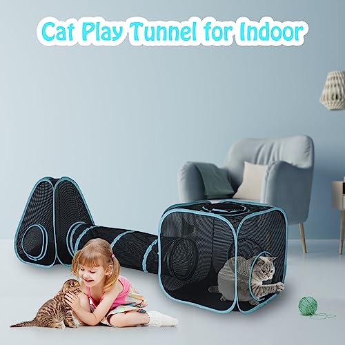 4 in 1 Outdoor Cat Tent with Tunnel, Total Length 9.45FT L407742
