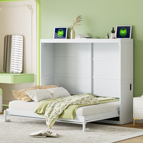 Gray Queen Size Murphy Bed with Sofa and Cabinet Q5153