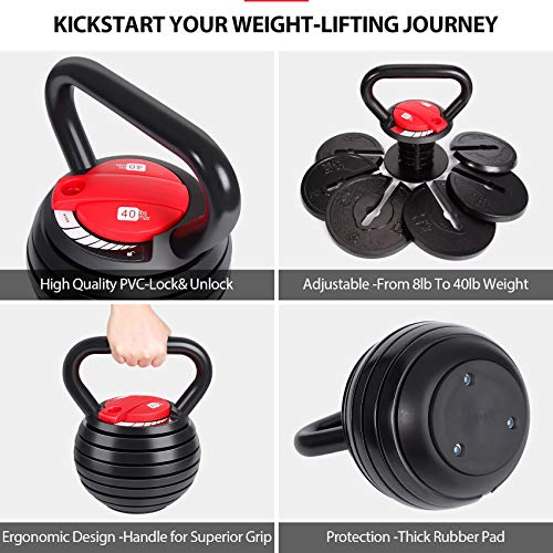 Adjustable Cast Iron Kettlebell Weights Set 5, 8, 9, 12lb S717436