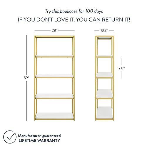 5-Shelf Wood Bookcase with Metal Frame Z73000