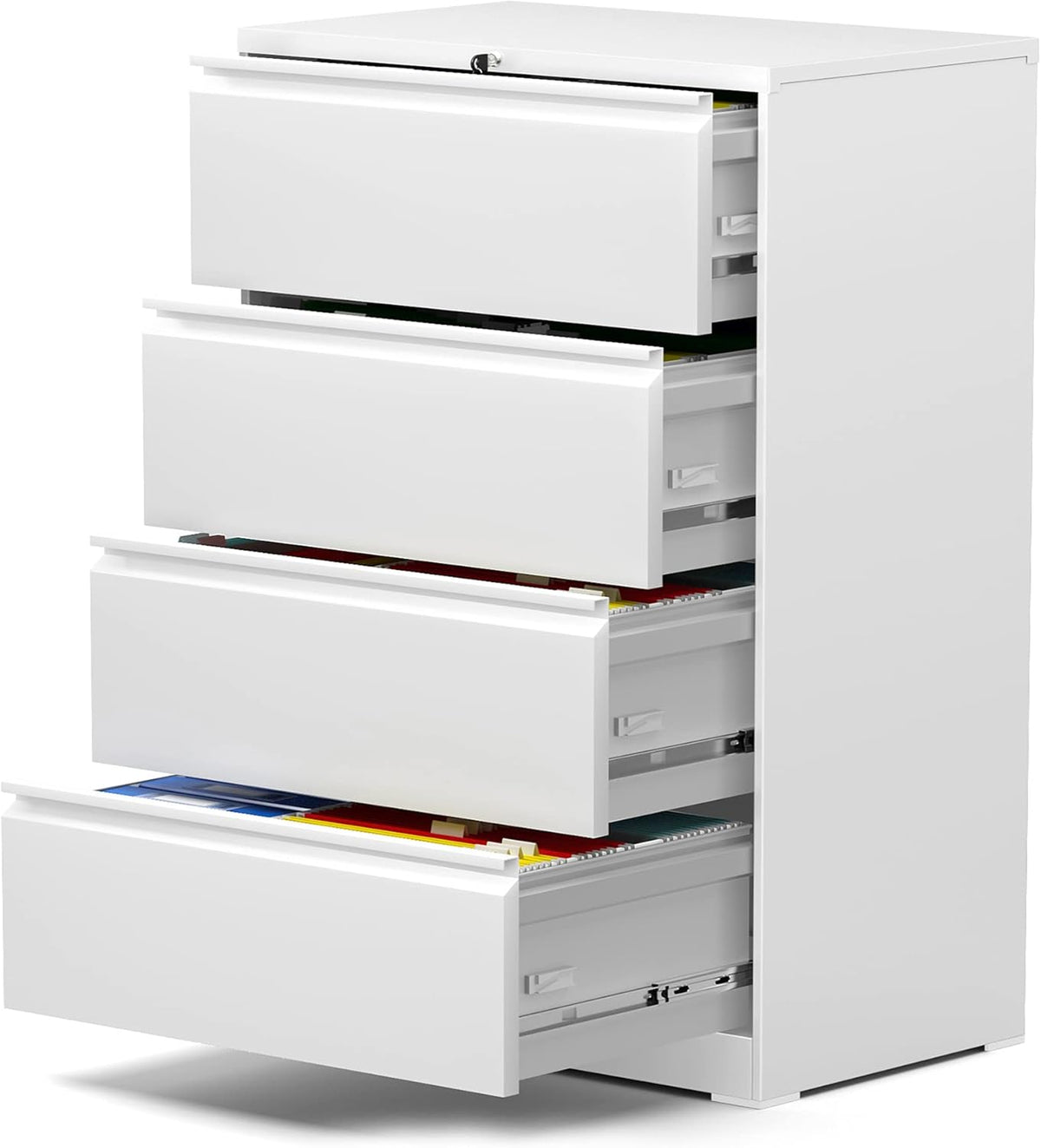 White 4 Drawer Metal Locking File Cabinet O48322