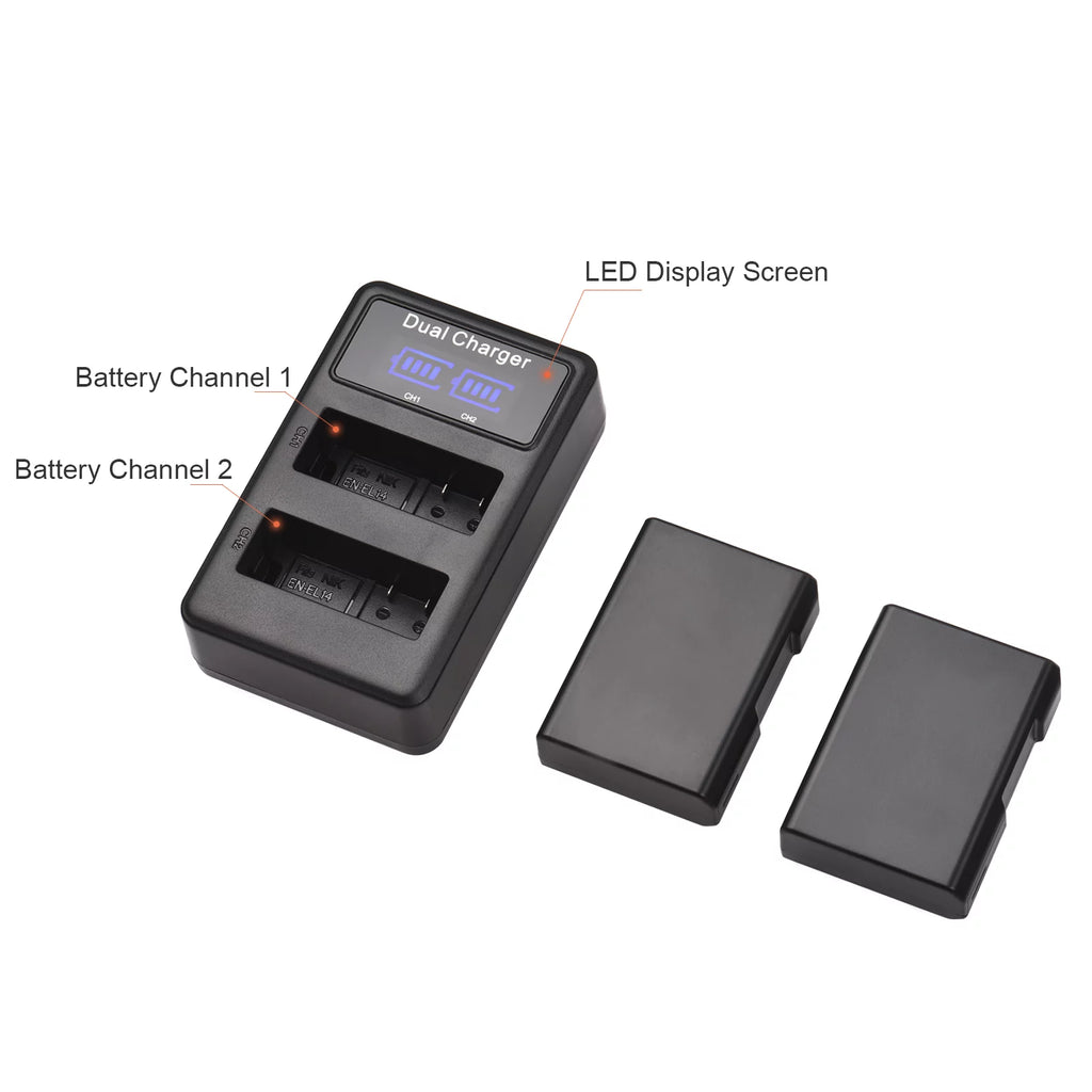2pcs 7.4V 1500mAh Battery + 1pc Dual Channel Battery USB Port Screen Display M38412