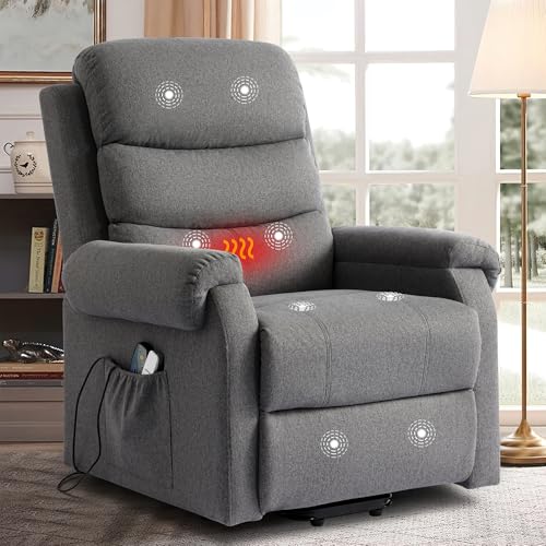 Dark Blue Power Lift Recliner Chair with Heat and Massage E110687