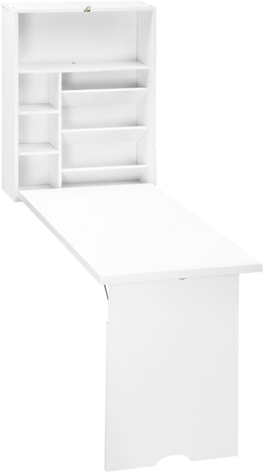 White Wall Mounted Desk with Storage Area K40769
