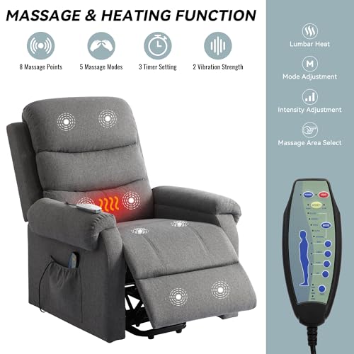 Dark Blue Power Lift Recliner Chair with Heat and Massage E110687