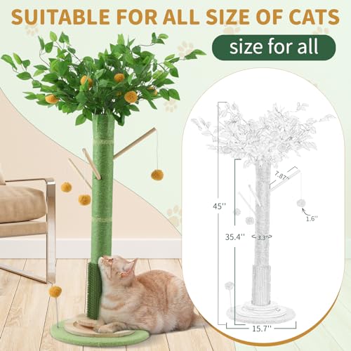 45 Inch Tall Cat Scratching Post with Sisal Rope A537