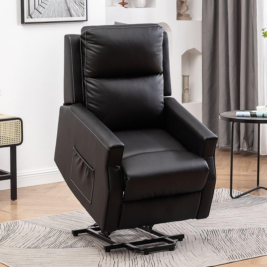 Light Camel Fabric Power Lift Recliner Chair with Massage and Heat G80844