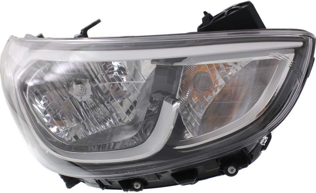 2015 2016 2017 Hyundai Accent Headlight Assembly Driver Side Black Housing Q3312