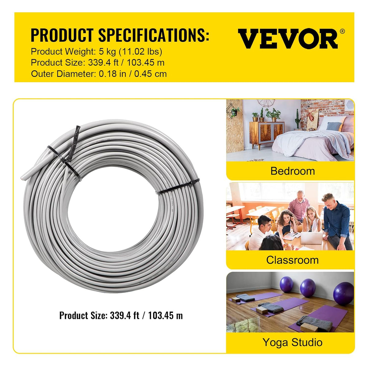 103 Square Feet Waterproof Insulated Floor Heating Cable K644