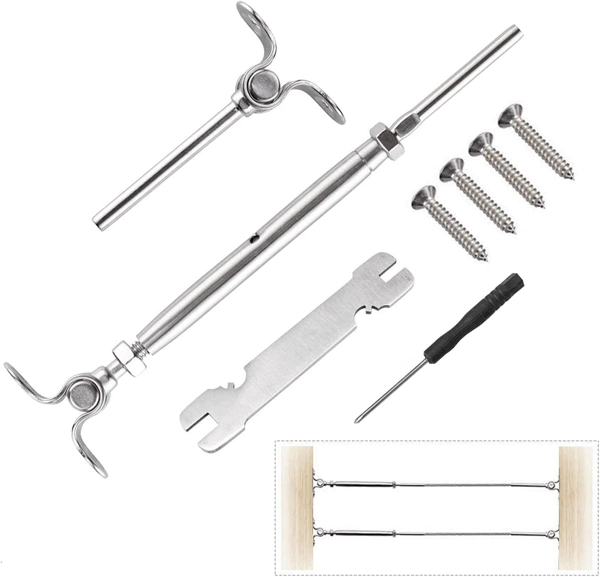12 Pairs T316 Stainless Steel Adjustable Angle Cable Railing Hardware Kit R17937