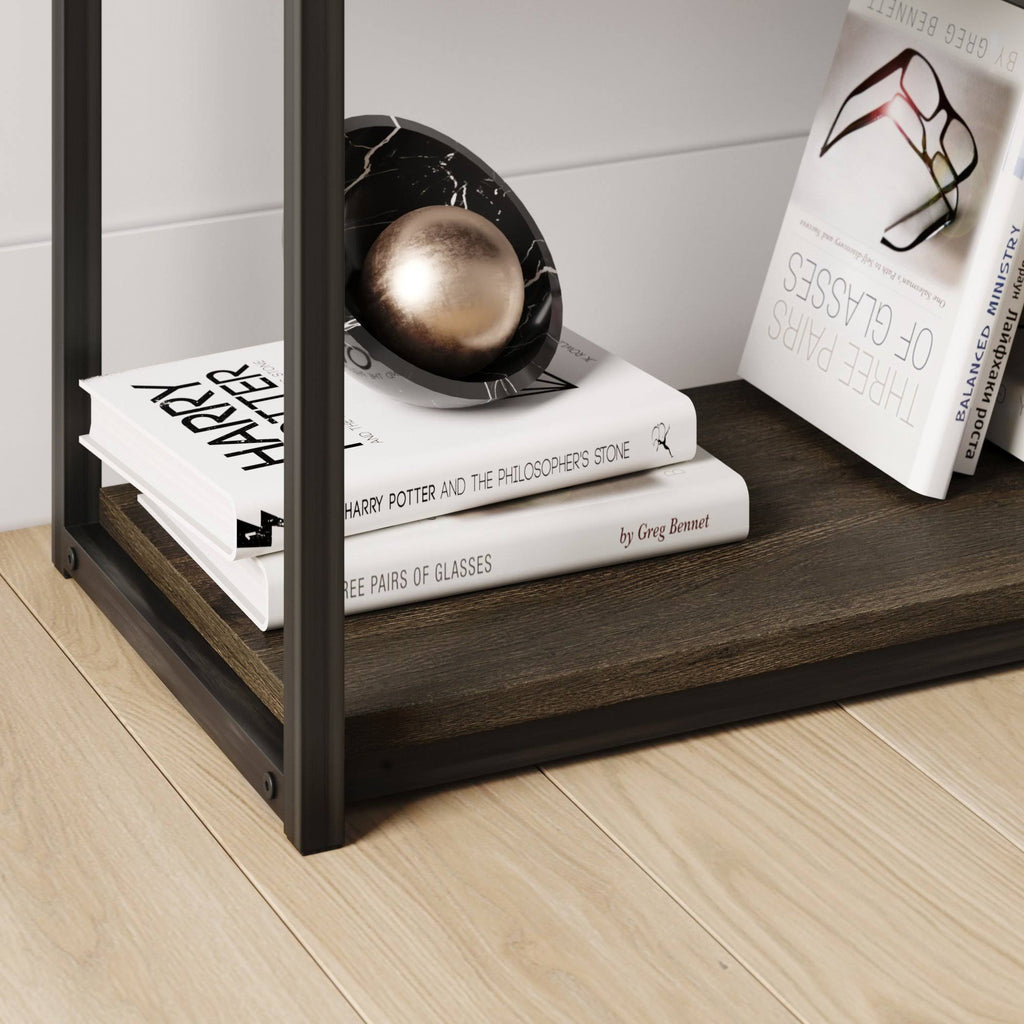 5-Shelf Wood Bookcase with Metal Frame Z73000