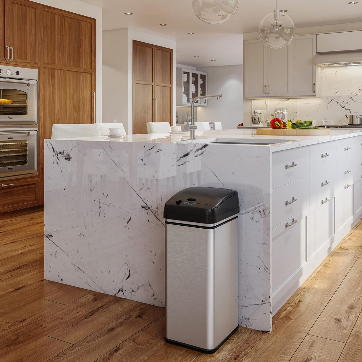 13 Gallon Stainless Steel Automatic Garbage Can H9674
