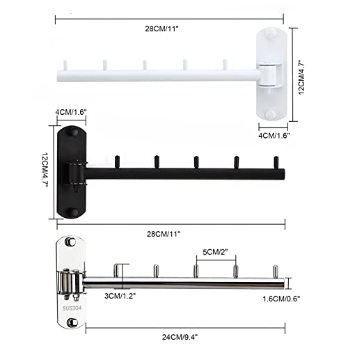 Gray Stainless Steel Folding Wall Mounted Clothes Hanger Rack with Swing Arm R648