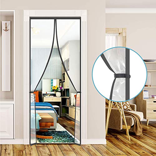 Transparent Insulated Door Curtain, Magnetic Thermal Door Cover, Self-Closing Magnetic Screen Door, Fits Doors up to 38" x 82" T6758