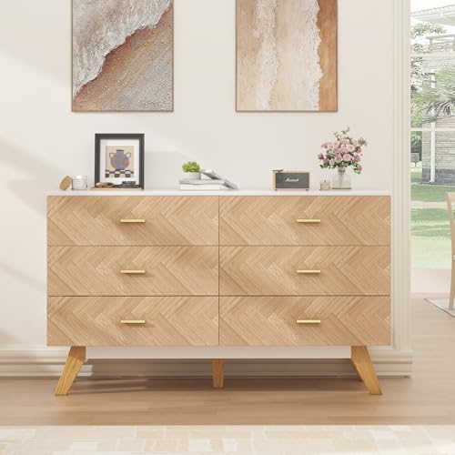 Rustic Brown Wooden 6 Drawer Dresser S13419