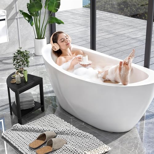 Black Poly Lumber Corner Shower Bench with Storage Shelf O1880